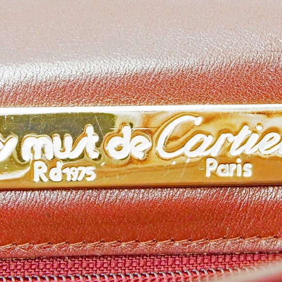 Cartier Clutch Bag Mastline Bordeaux Leather Authentic USED T9482 - Picture 8 of 8